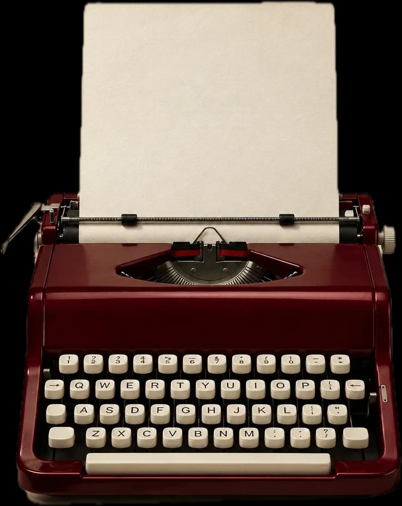 9ONE0 typewriter with a founding membership invitation